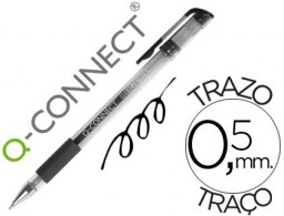 Bolígrafo Q-Connect tinta gel negra sujeción de caucho
